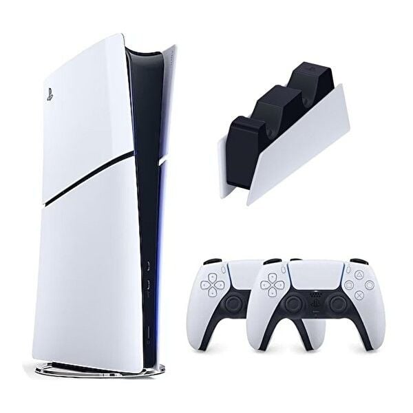 PS5 Slim Digital Edition 1 TB Oyun Konsolu + 2. DualSense + Sarj İstasyonu
