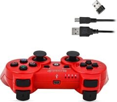 Kontorland P3G - PS3/PC Uyumlu Titreşimli Kablosuz Oyun Kolu GamePad (Kırmızı)